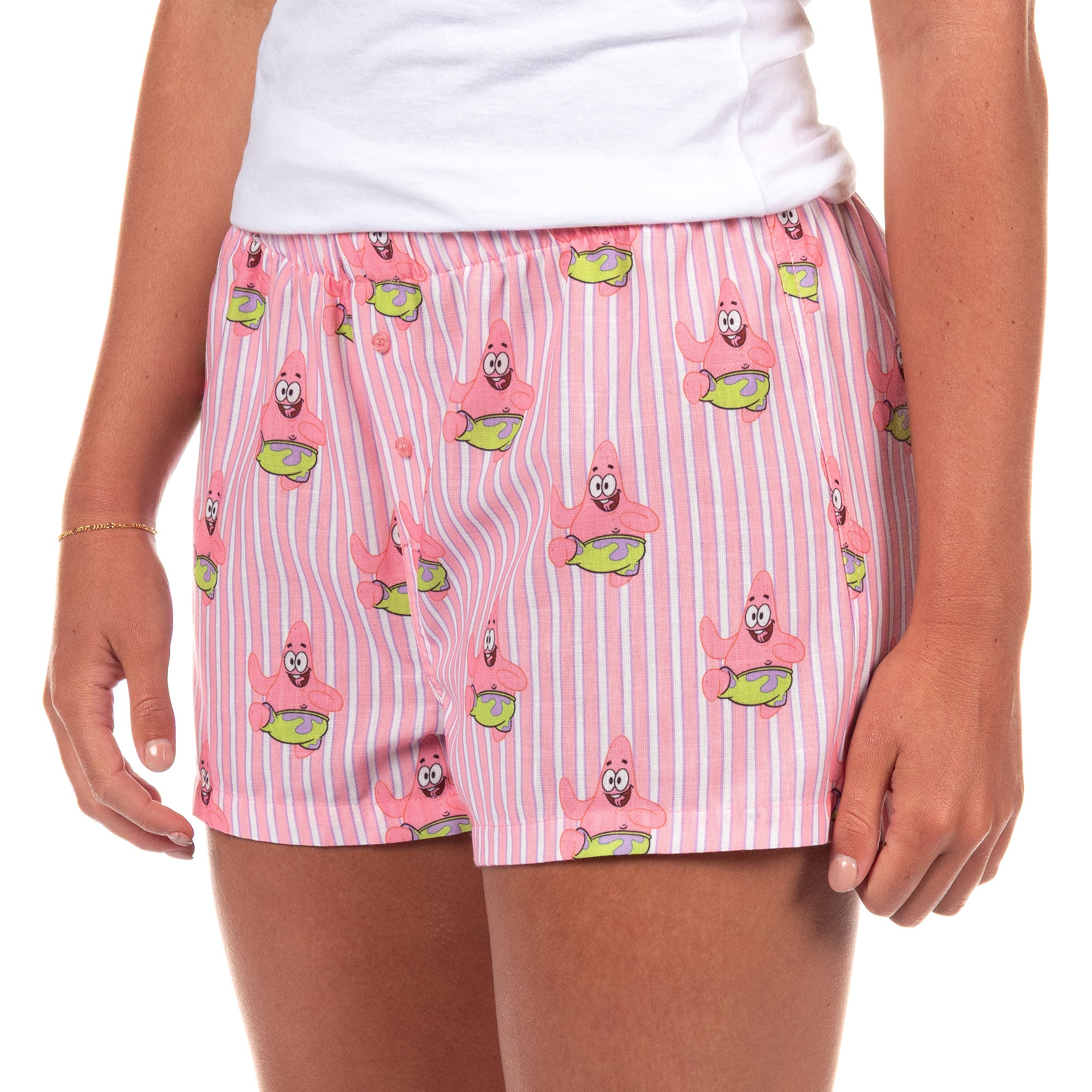 SpongeBob SquarePants Women's Patrick Star Striped Pajama Boxer Shorts