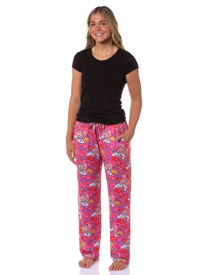 SpongeBob SquarePants Pajama Pants Women's Sandy Cheeks and Flowers Bottoms