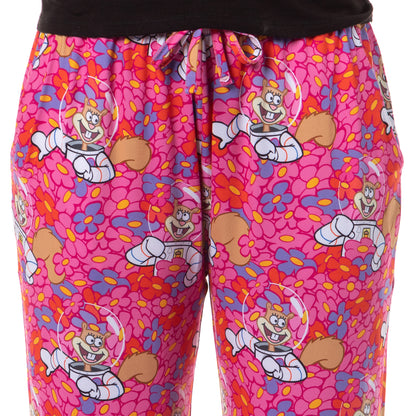 SpongeBob SquarePants Pajama Pants Women's Sandy Cheeks and Flowers Bottoms