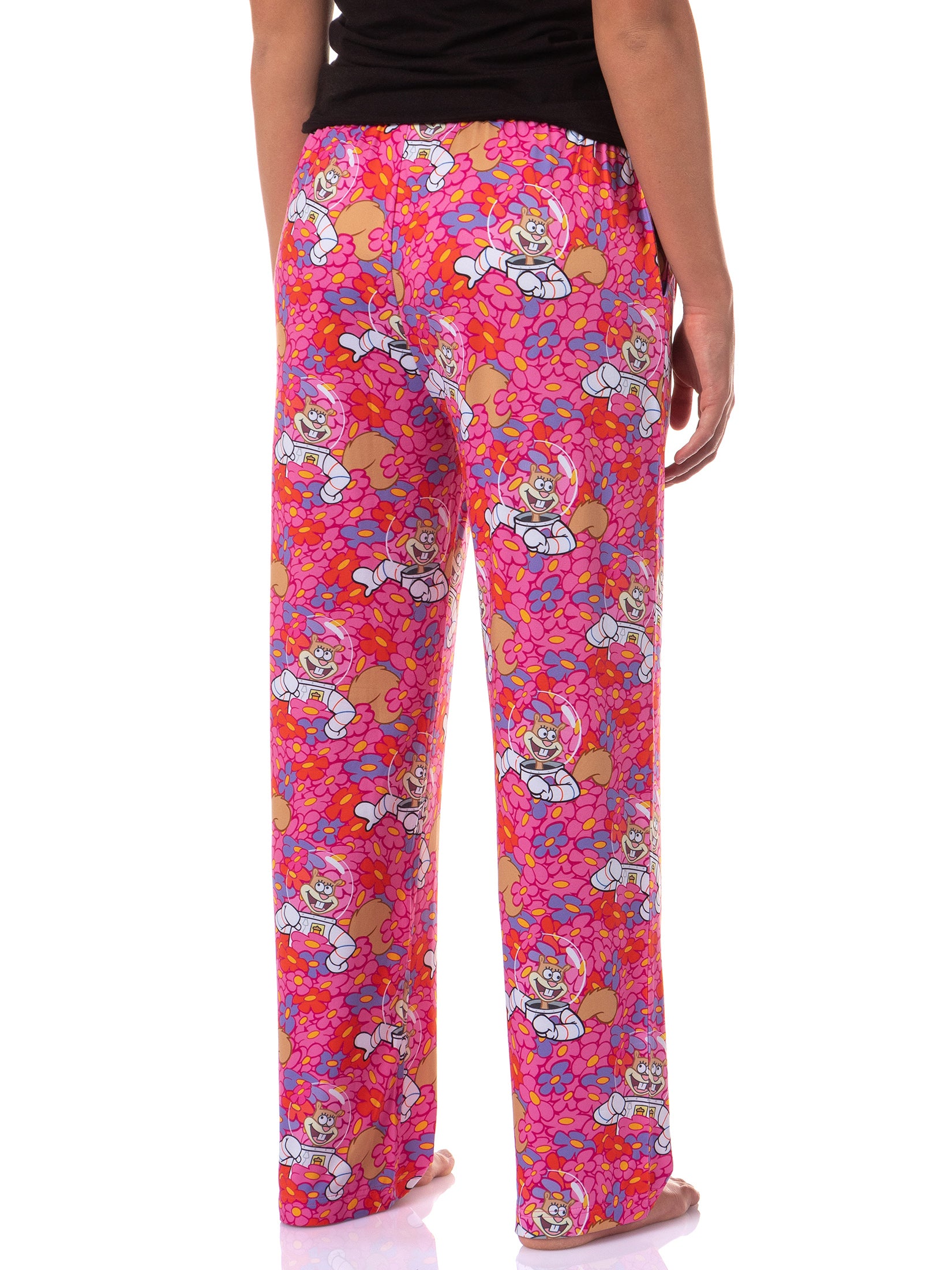 SpongeBob SquarePants Pajama Pants Women's Sandy Cheeks and Flowers Bottoms