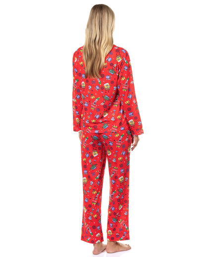 SpongeBob SquarePants Pajamas Women's Holiday Coat Front Sleep Set