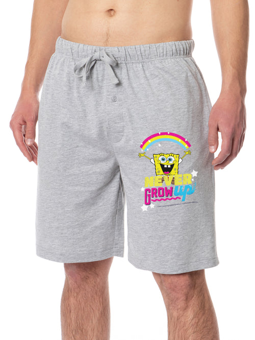 SpongeBob SquarePants Mens' Never Grow Up Sleep Lounge Pajama Shorts