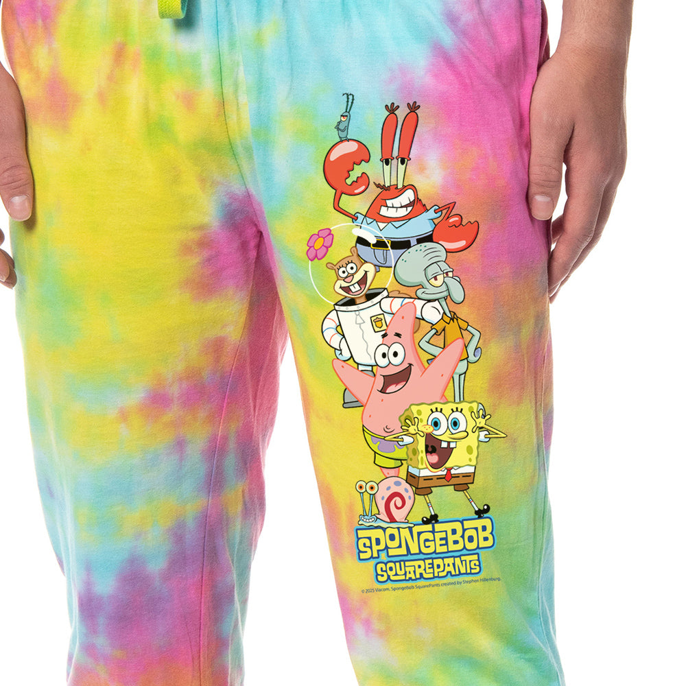 SpongeBob SquarePants Men's Friends Sleep Tie-Dye Pajama Pants For Adults