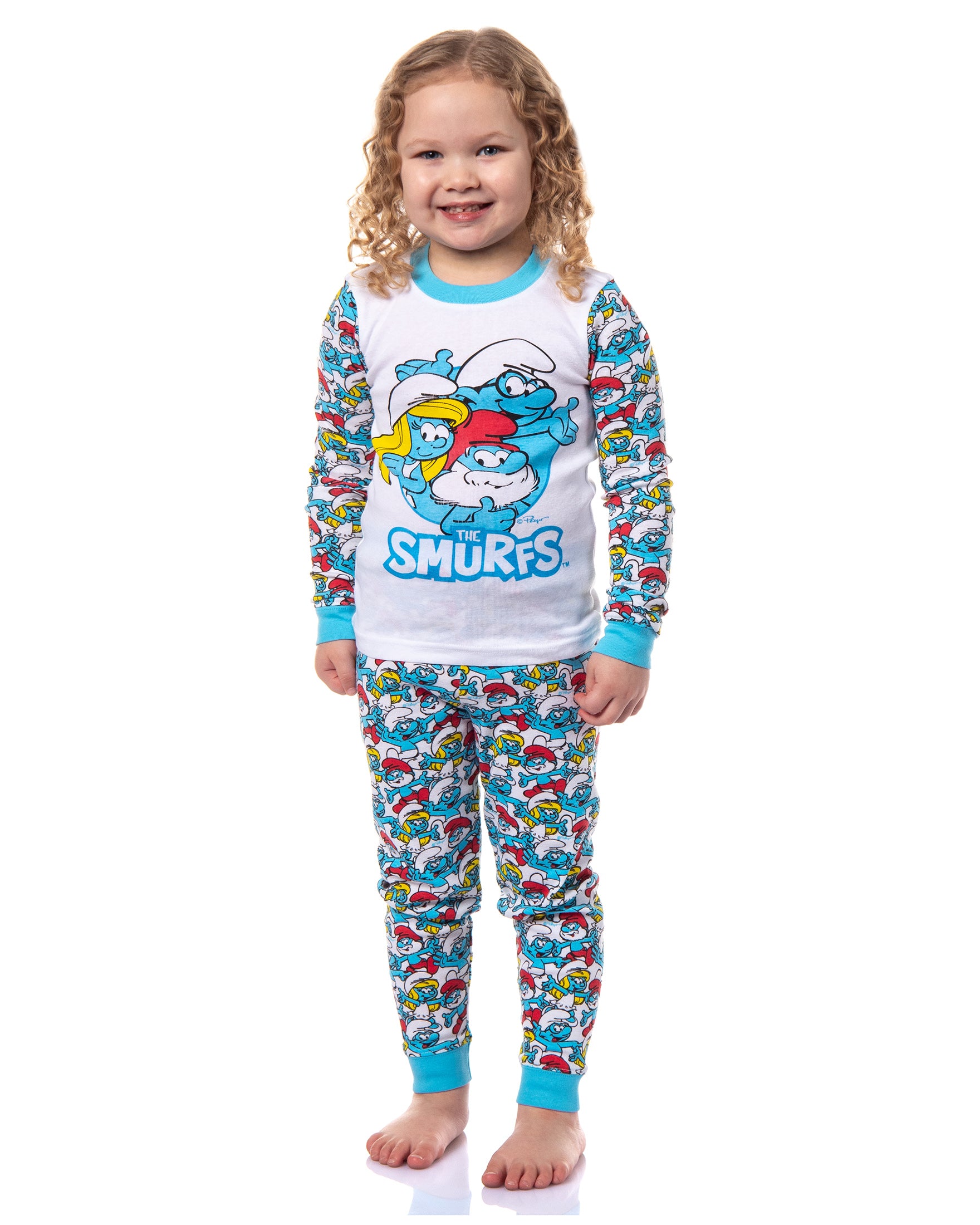 The Smurfs Toddler Kids Smurfette Papa Smurf Brainy Smurf Pajama Set