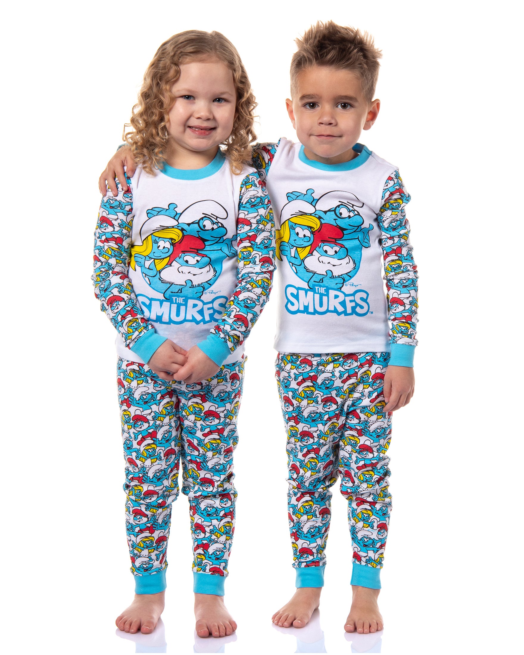 The Smurfs Toddler Kids Smurfette Papa Smurf Brainy Smurf Pajama Set