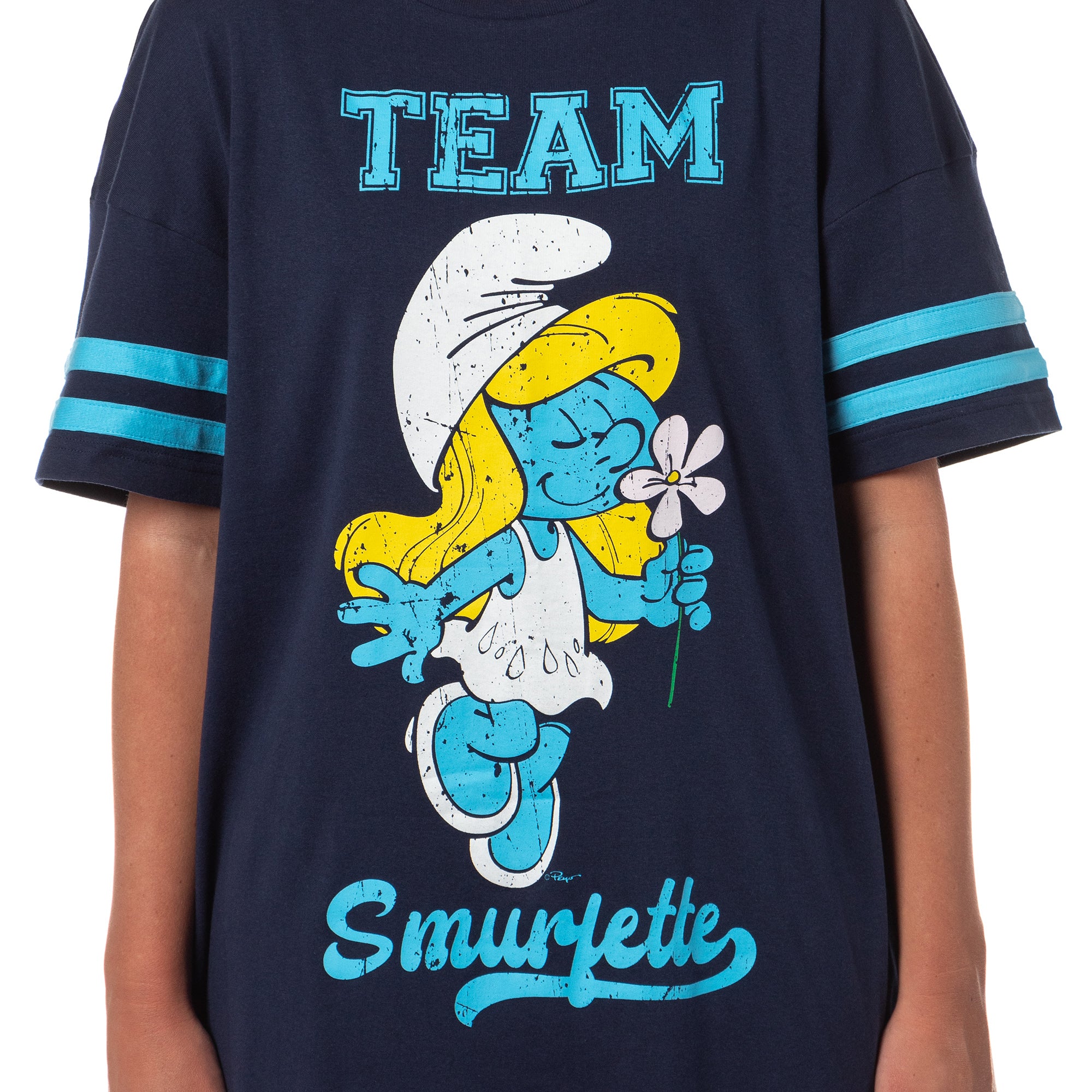 The Smurfs Women's Varsity Team Smurfette Sleep Shirt Nightgown Lounge Oversized Pajama Tee