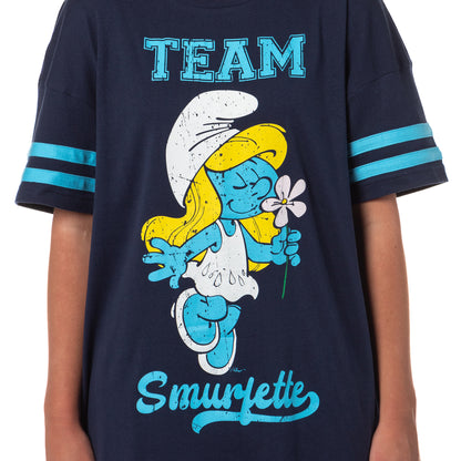 The Smurfs Women's Varsity Team Smurfette Sleep Shirt Nightgown Lounge Oversized Pajama Tee