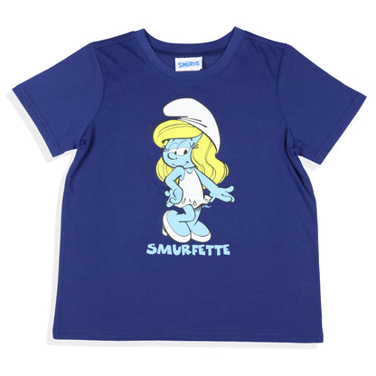 The Smurfs 2 Piece Pajama Set Women's Smurfette Short Sleeve and Shorts