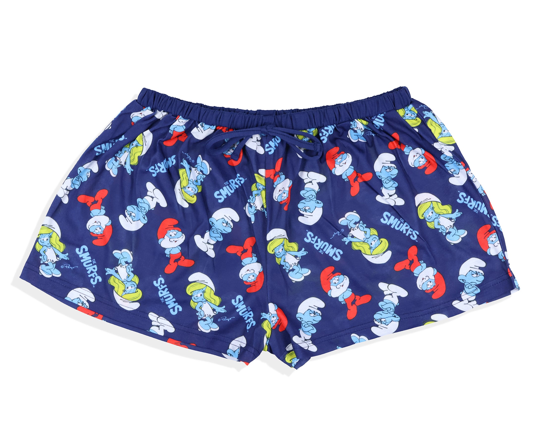 The Smurfs 2 Piece Pajama Set Women's Smurfette Short Sleeve and Shorts