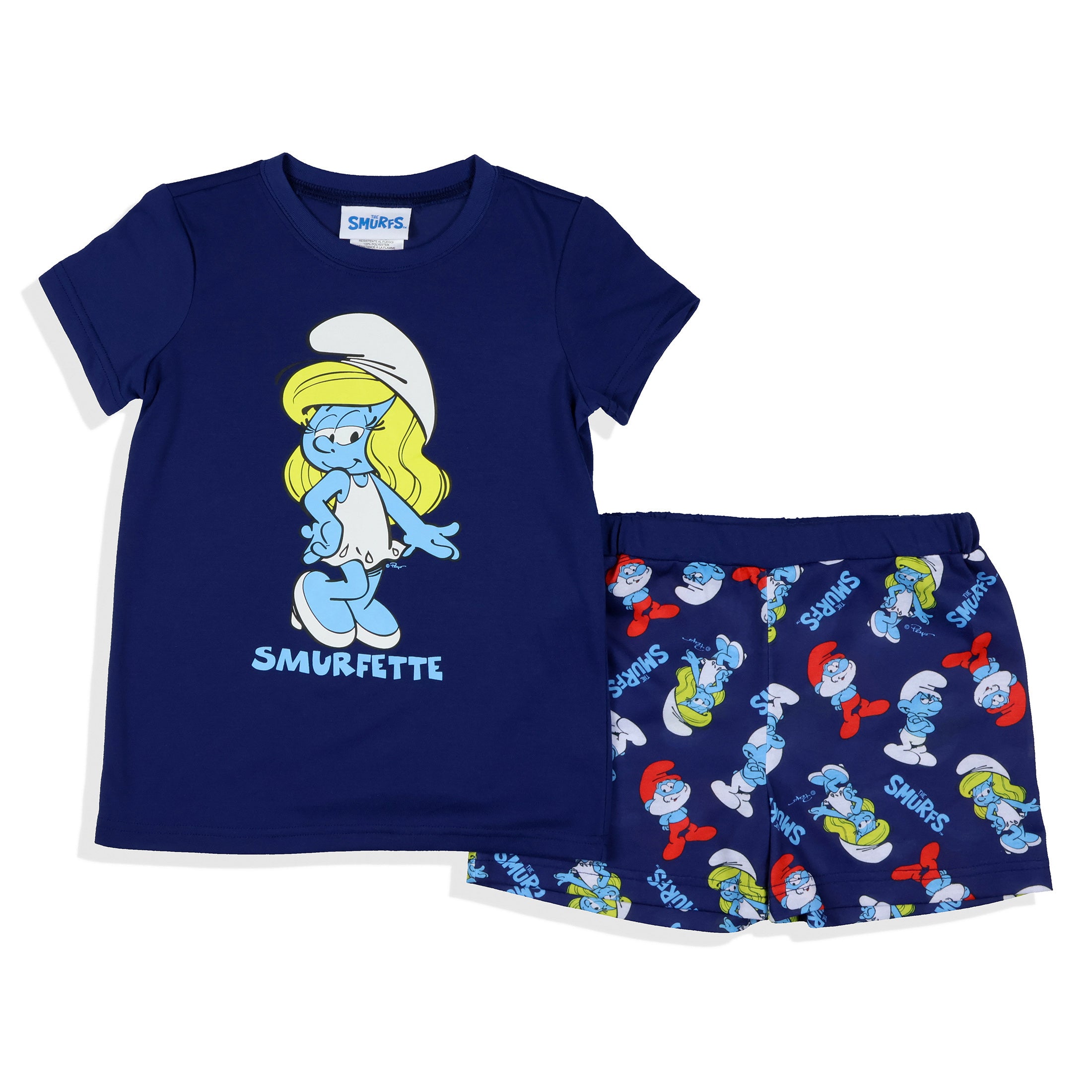 The Smurfs Girls' Smurfette Pose Shorts Sleep Pajama Set