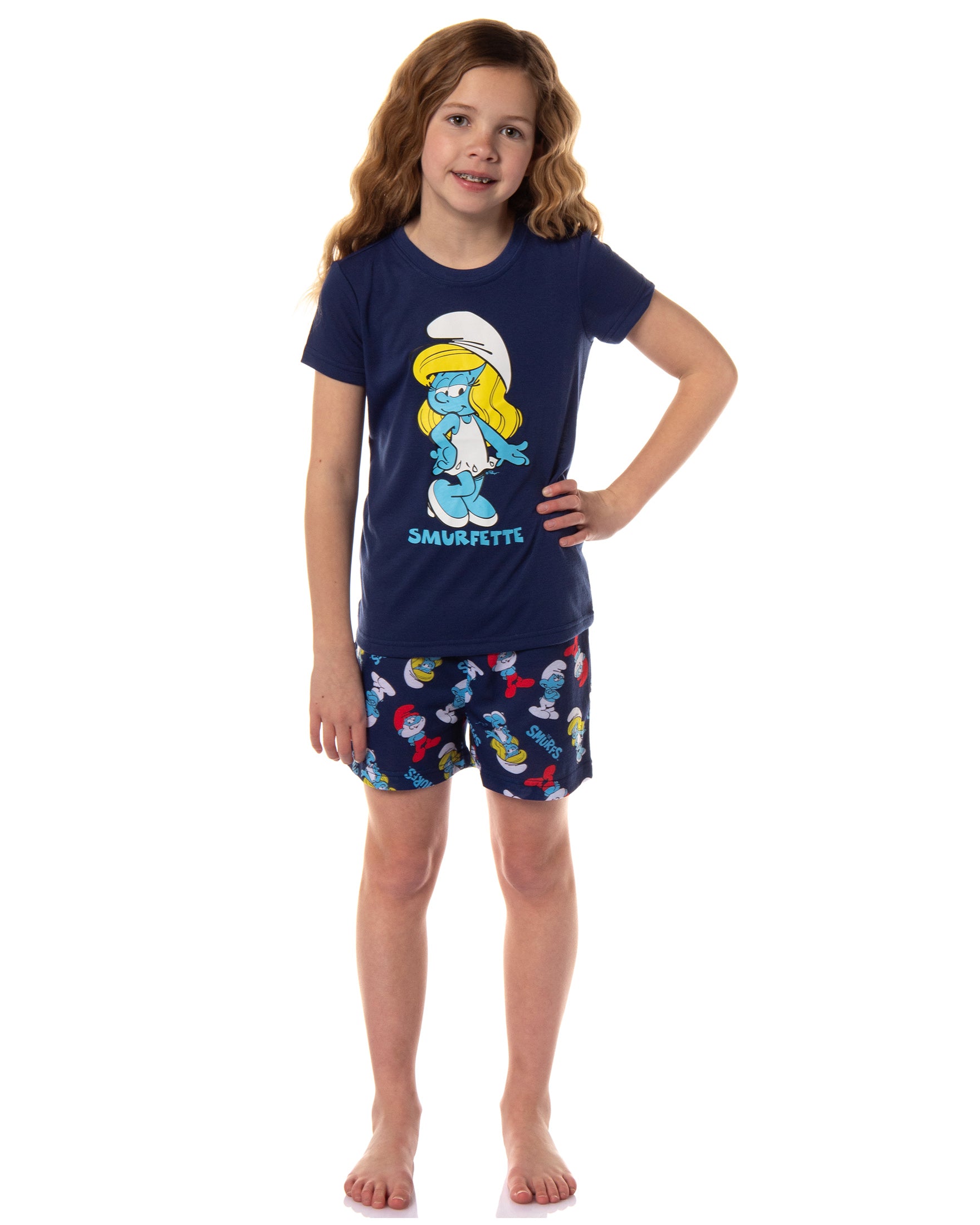 The Smurfs Girls' Smurfette Pose Shorts Sleep Pajama Set