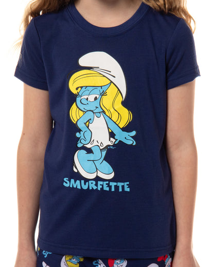 The Smurfs Girls' Smurfette Pose Shorts Sleep Pajama Set
