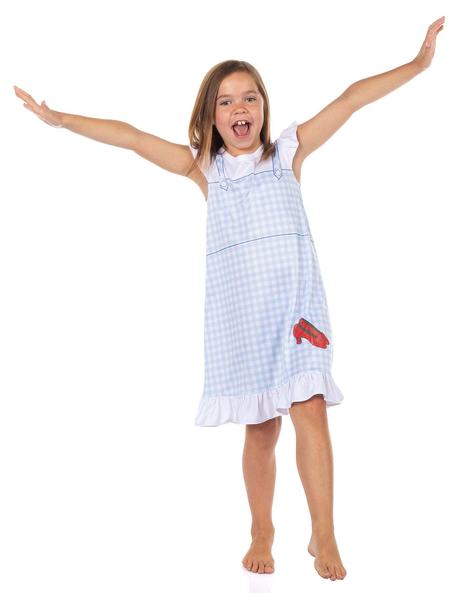 Wizard of Oz Girls Pajamas Dorothy Ruby Slippers Ruffle Nightgown