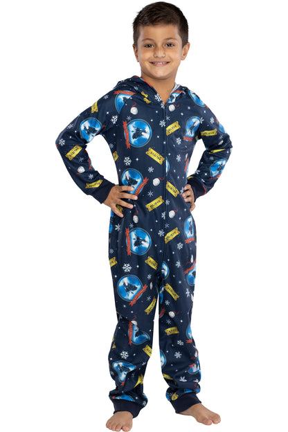 The Polar Express Big Kids Believe Hooded One-Piece Footless Sleeper Union Suit S/M