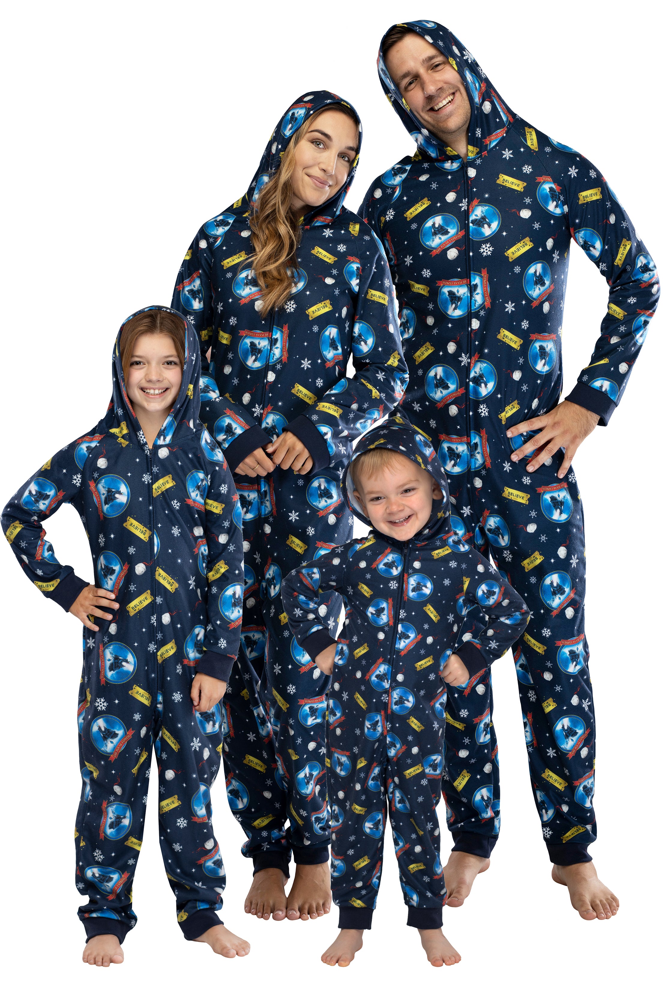 The Polar Express Big Kids Believe Hooded One-Piece Footless Sleeper Union Suit S/M