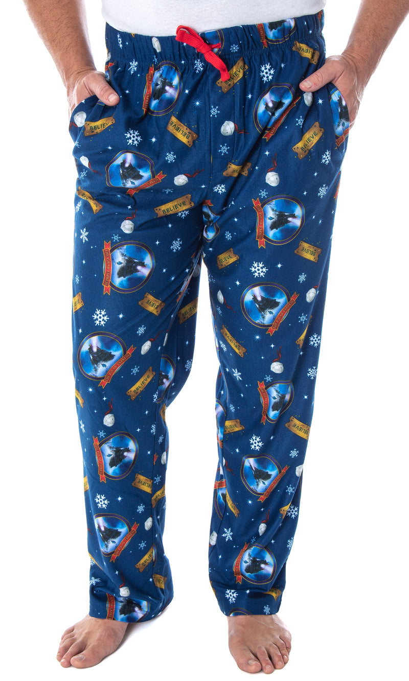 The Polar Express Men's Believe Train Ticket Woven Fleece Lounge Sleep Pajama Pants