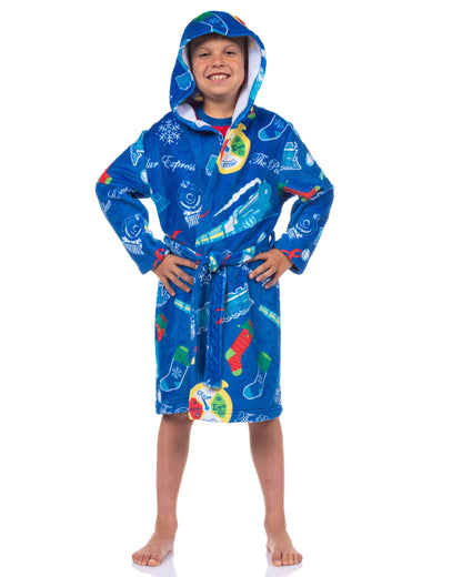 Polar Express Robe Boys' Movie Inspired Design Plush Hooded Bathrobe
