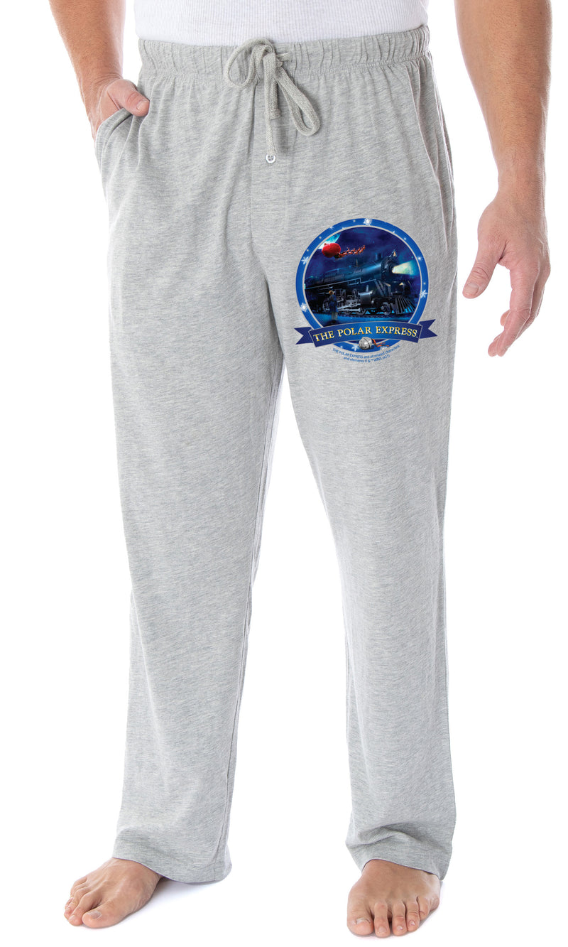 The Polar Express Men's Train Circle Logo Adult Loungewear Sleep Pajama Pants (Large)