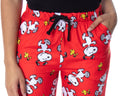 Peanuts Women's Snoopy And Woodstock Allover Print Smooth Touch Fleece Sleep Bottoms Lounge Pajama Pants