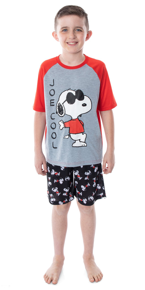 Peanuts Boys' Joe Cool Snoopy Pajamas Short Sleeve Shirt And Shorts 2 Piece PJs Kids Sleepwear Set