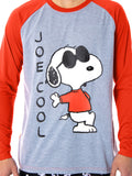 Peanuts Men's Joe Cool Snoopy Pajamas Long Sleeve Raglan Shirt And Pant 2 Piece Pjs Adult Pajama Set