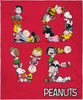 Peanuts LOVE Charlie Brown Snoopy And Pals Letter Art Fleece Plush Throw Blanket