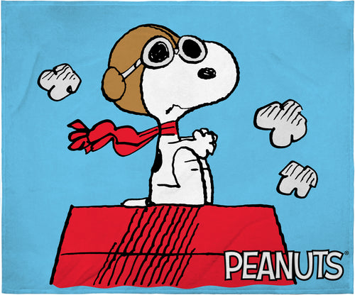 Peanuts Snoopy The Flying Ace And The Red Baron Dogfight Fleece Plush Silk Touch Throw Blanket
