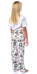 Peanuts Kids Christmas Time All Over Print Smooth Touch Fleece Sleep Bottoms Lounge Pajama Pants for Boys Girls