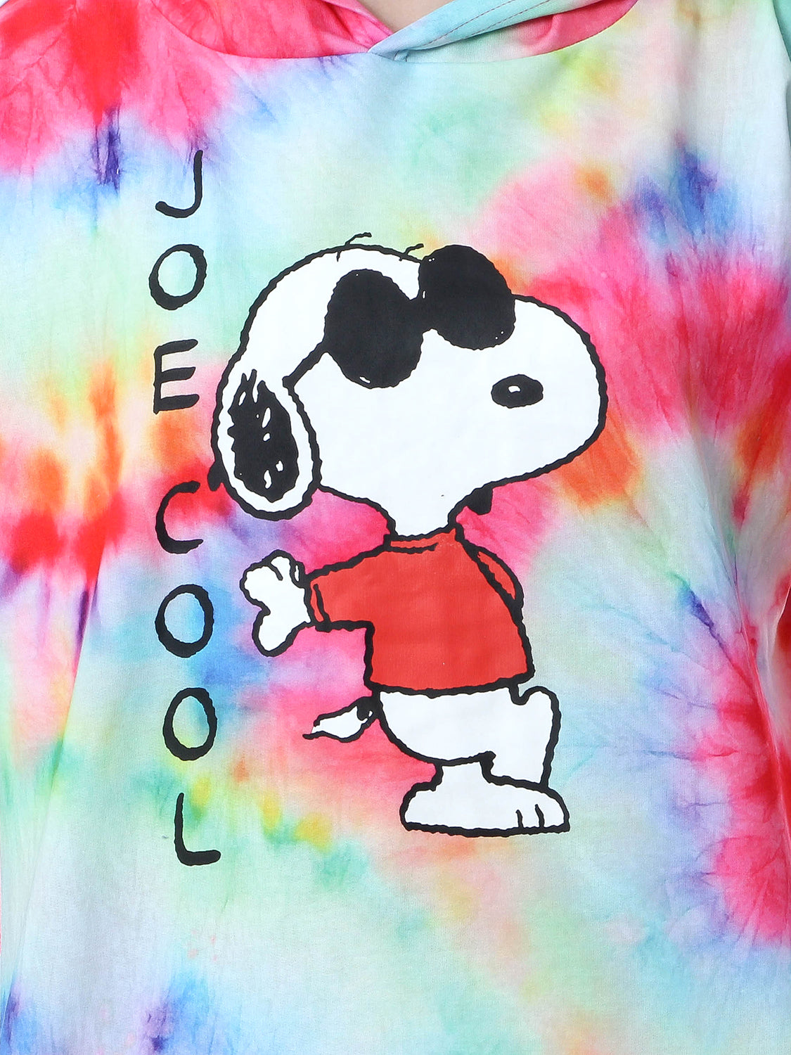 Peanuts Snoopy Joe Cool Tie Dye Womens Pajama Loungewear Hooded Jogger Set (L)