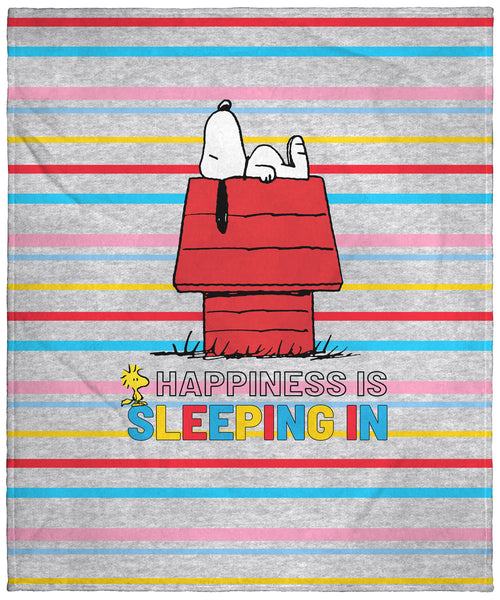 Peanuts Snoopy and Woodstock Happiness Is Sleeping In Silk Touch Throw Blanket