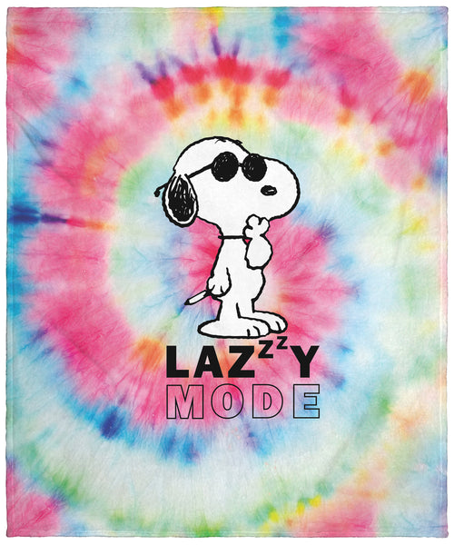 Peanuts Snoopy Joe Cool Tie Dye Lazy Mode Silk Touch Throw Blanket