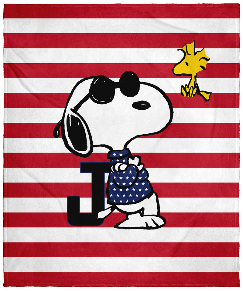 Peanuts Joe Cool Snoopy Woodstock Flag Plush Fleece Throw Blanket Wall Scroll
