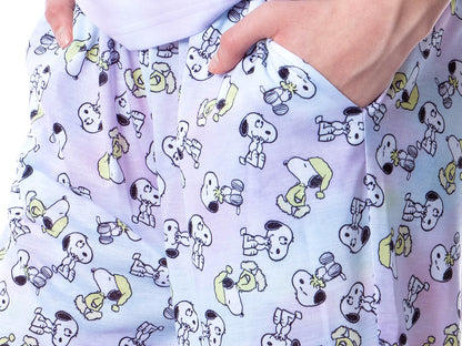 Peanuts Womens' I Woke Up This Cute Tie-Dye Sleep Pajama Set (Large)