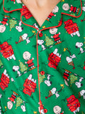 Peanuts Boys' Christmas Snoopy Charlie Brown Home For The Holidays Button Down Sleep Pajama Set