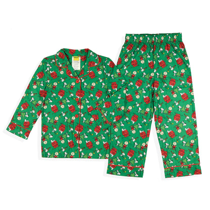 Peanuts Pajamas Toddler Home For The Holidays Coat Front Sleep Set