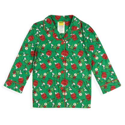 Peanuts Pajamas Toddler Home For The Holidays Coat Front Sleep Set