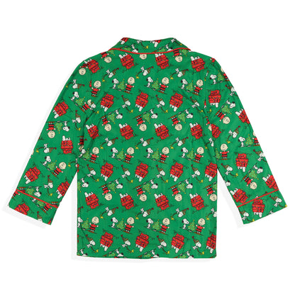Peanuts Pajamas Toddler Home For The Holidays Coat Front Sleep Set