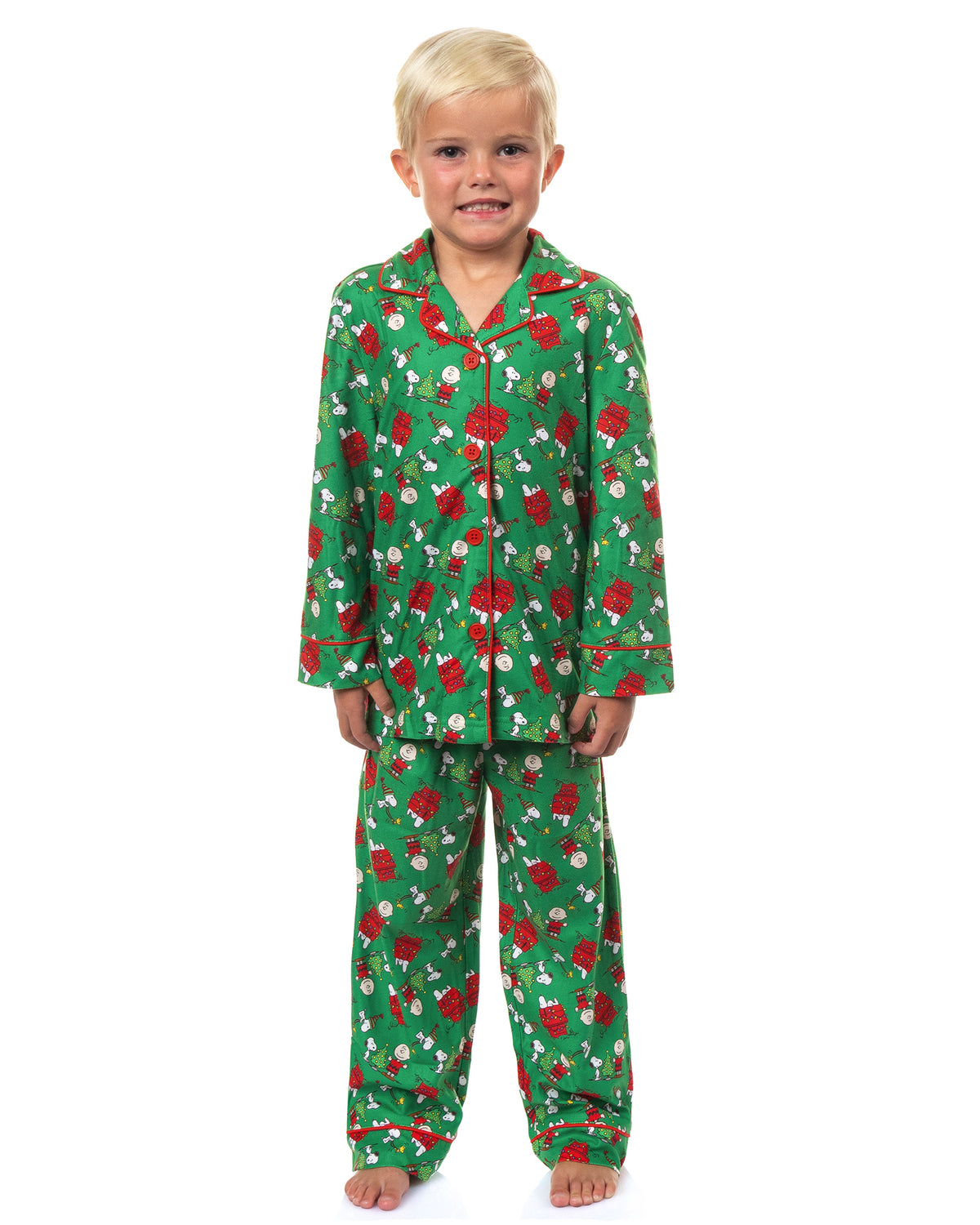 Peanuts Pajamas Toddler Home For The Holidays Coat Front Sleep Set