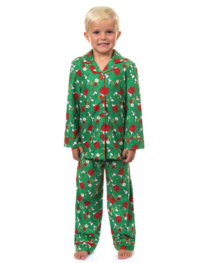 Peanuts Pajamas Toddler Home For The Holidays Coat Front Sleep Set