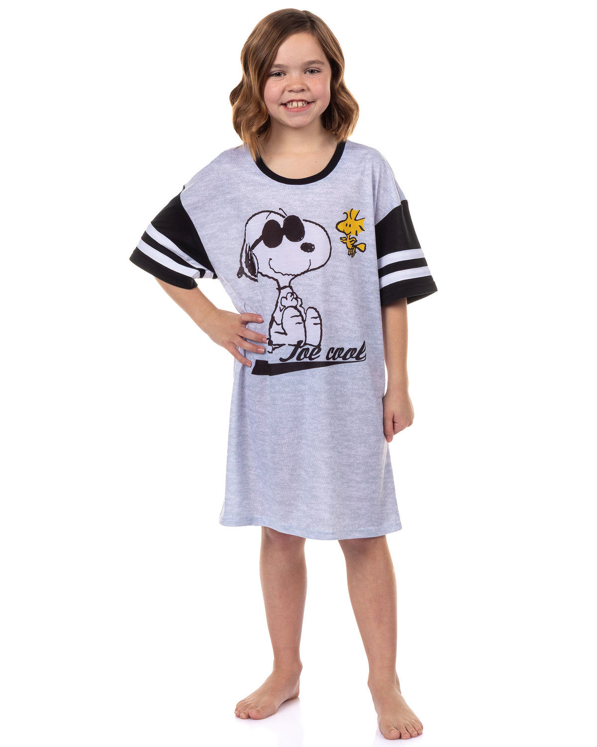Peanuts Snoopy Girls' Joe Cool and Woodstock Varsity Nightgown Sleep Shirt