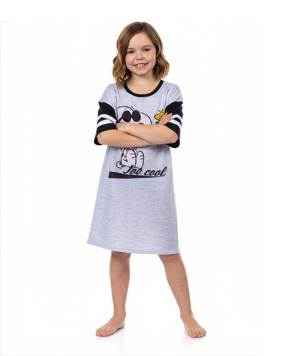 Peanuts Snoopy Girls' Joe Cool and Woodstock Varsity Nightgown Sleep Shirt