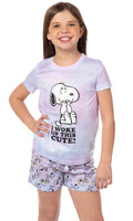 Peanuts Girls' I Woke Up This Cute Snoopy Tie-Dye Sleep Pajama Set Shorts