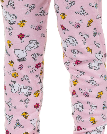 Peanuts Snoopy and Woodstock Girls' Pajamas Tight Fit Sleep Set