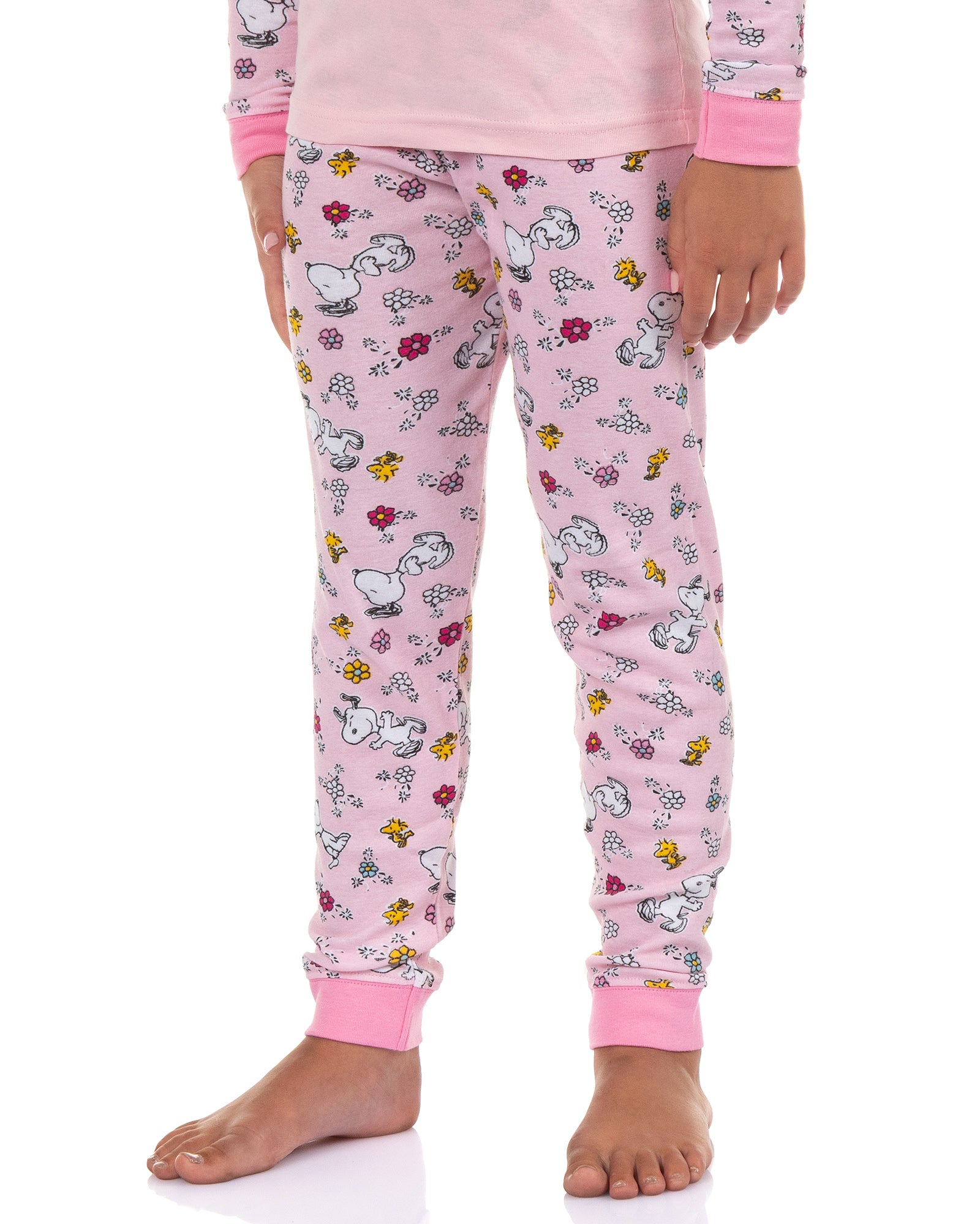 Peanuts Snoopy and Woodstock Girls' Pajamas Tight Fit Sleep Set
