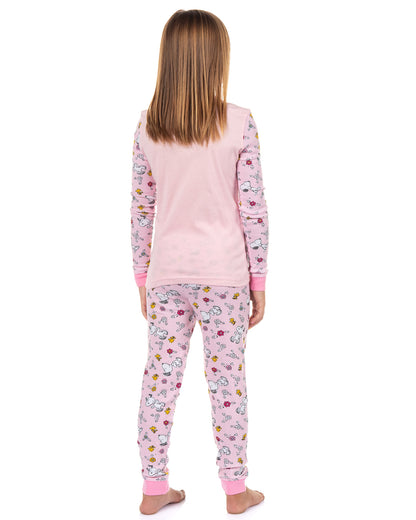 Peanuts Snoopy and Woodstock Girls' Pajamas Tight Fit Sleep Set