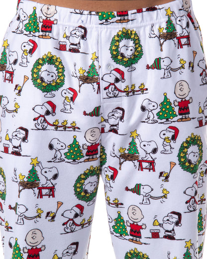 Peanuts Charlie Brown Snoopy Button Sleep Family Christmas Pajama Set