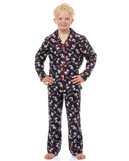 Peanuts Pajamas Boys' Joe Cool Coat Front Flannel Lounge Sleep Set