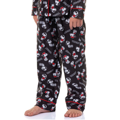 Peanuts Pajamas Boys' Joe Cool Coat Front Flannel Lounge Sleep Set