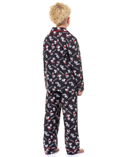 Peanuts Pajamas Boys' Joe Cool Coat Front Flannel Lounge Sleep Set