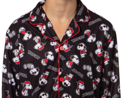 Peanuts Men's Snoopy Joe Cool Classic Pajama Button-up Coat Pants Set